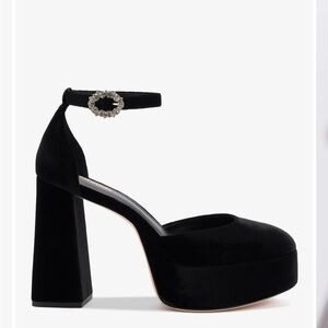 Larroude Black Velvet Platform Heels